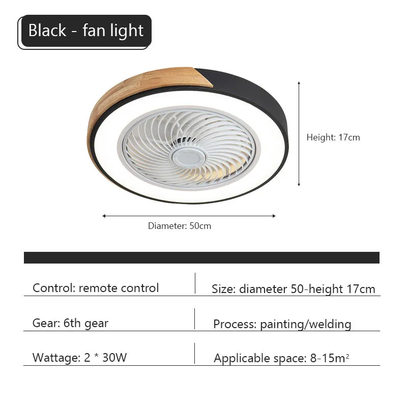 Ventilatore da soffitto Ventilatore da soffitto a basso profilo con luce a led con telecomando per camera da letto Soggiorno Arredamento interno Ventilatore da soffitto moderno in legno