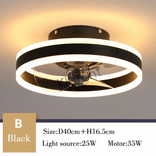 Ventilatore da soffitto moderno con telecomando regolabile velocità del vento LED dimmerabile decorazione in – foto 11