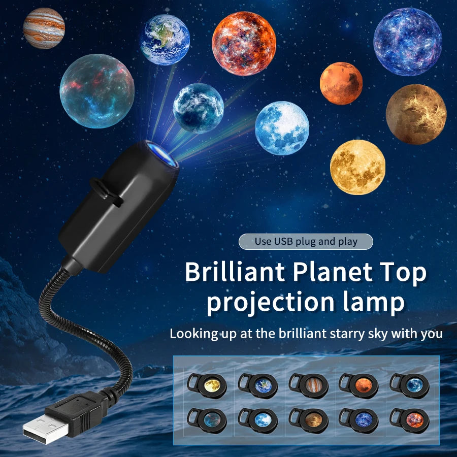 Luce notturna USB con proiettore di pianeti a 360 gradi