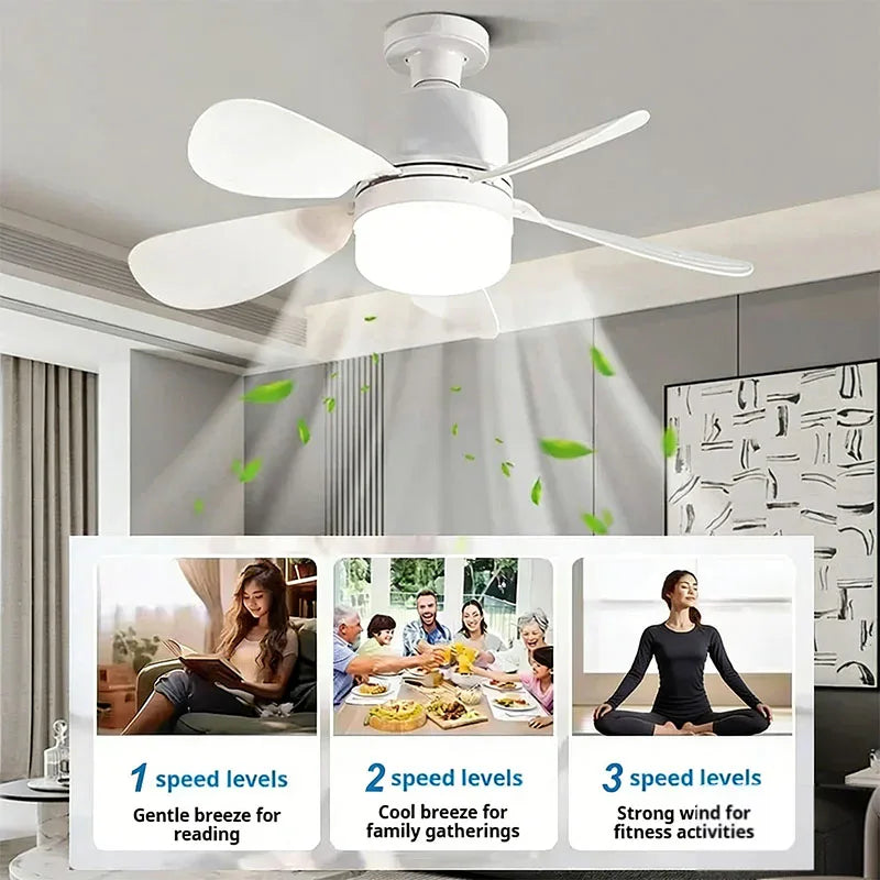 Ventilatore da Soffitto con Luce e Telecomando, 3 Velocità Regolabili, 3 Colori di Luce, Timer, Attacco E27 – foto 3