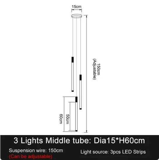 Lampadario LED per scale, 3, 5 o 8 luci, 3 finiture – dettaglio 7