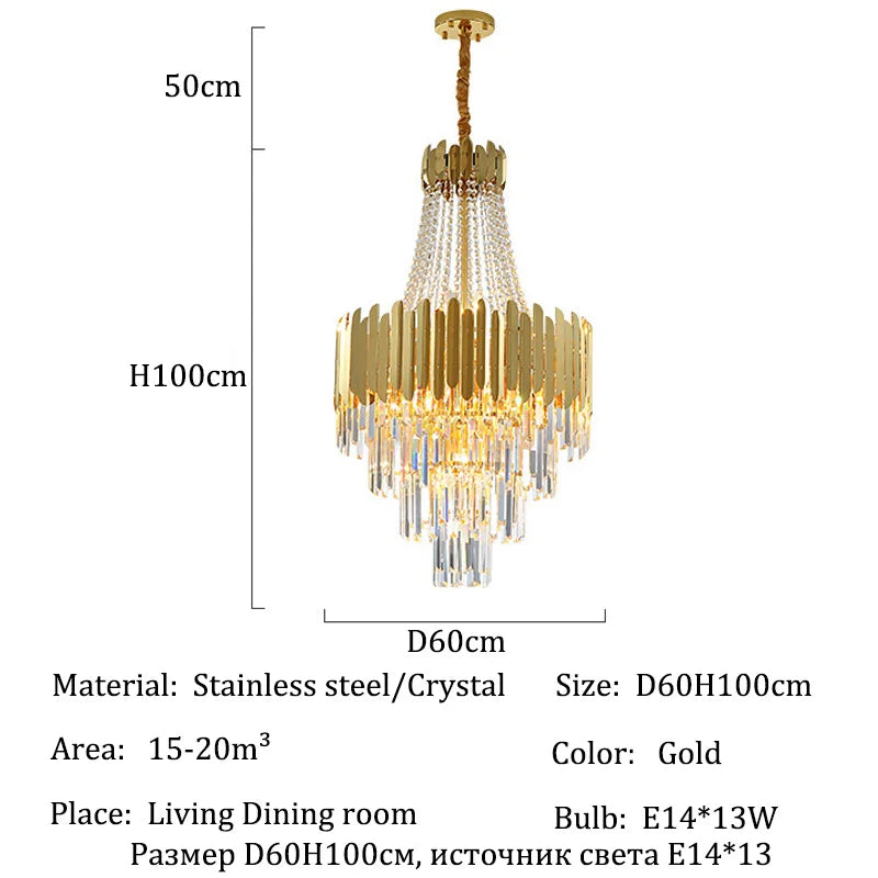 Lampadario di cristallo a colonna, D60 x H100 cm – dettaglio 6