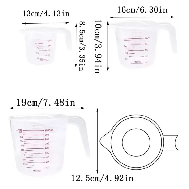 Set 3 caraffe graduate in PVC da 250, 500 e 1000 ml – dettaglio 5