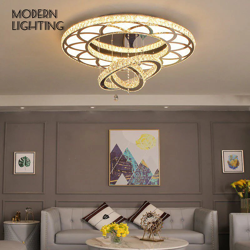 Lampadario a LED da Soffitto, Stile Nordico Minimalista di Lusso, Lampada a Sospensione in Cristallo per – foto 2