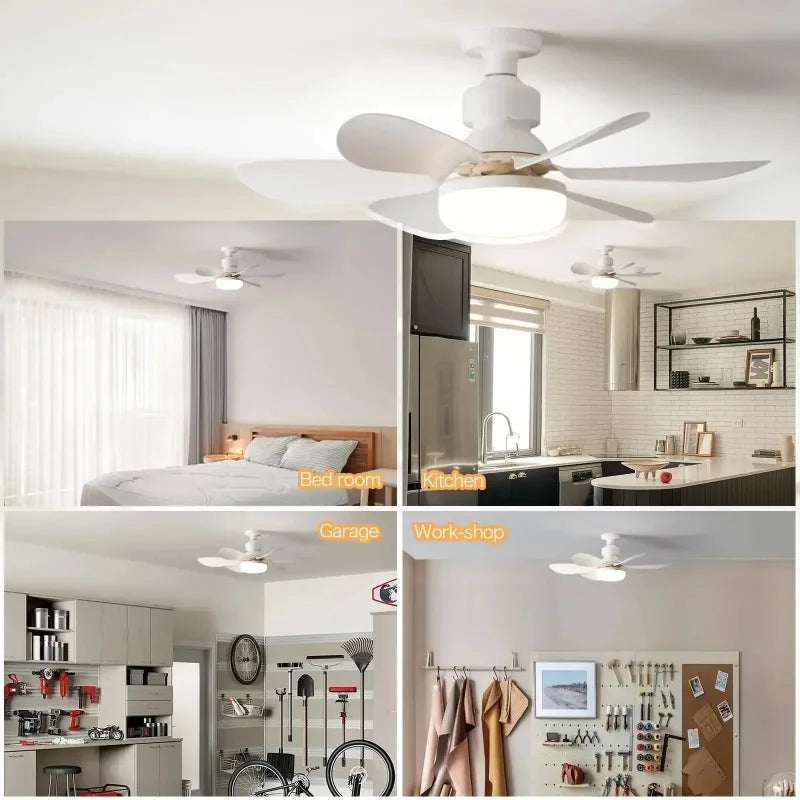 Ventilatore da soffitto con luce 30W E27 con funzione di regolazione LED tramite telecomando, adatto per – foto 4