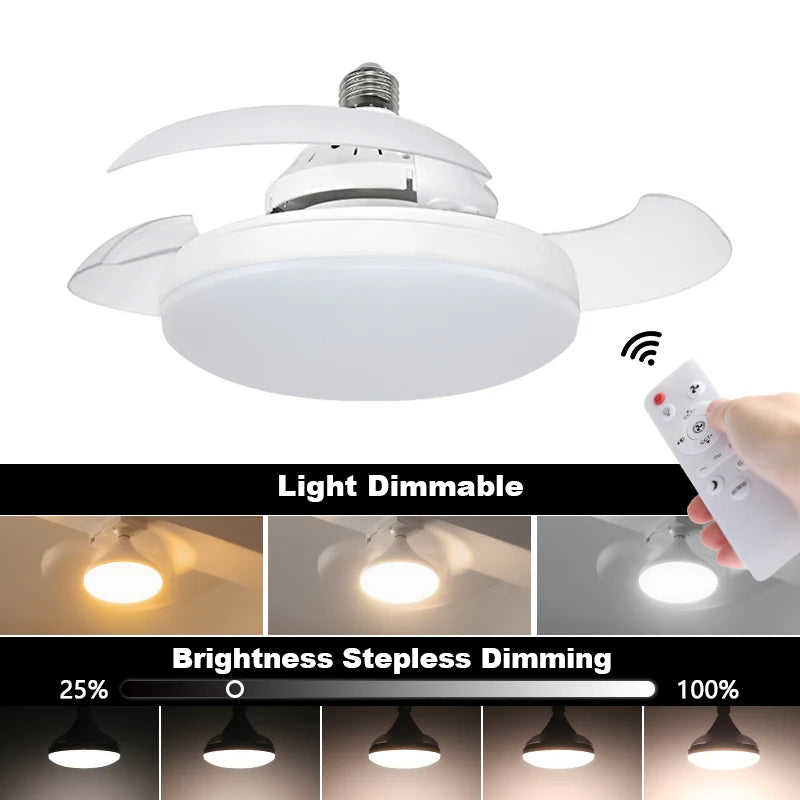 Ventilatore da soffitto LED E27 85-265V con telecomando per interni domestici Soggiorno Studio Illuminazione – foto 7