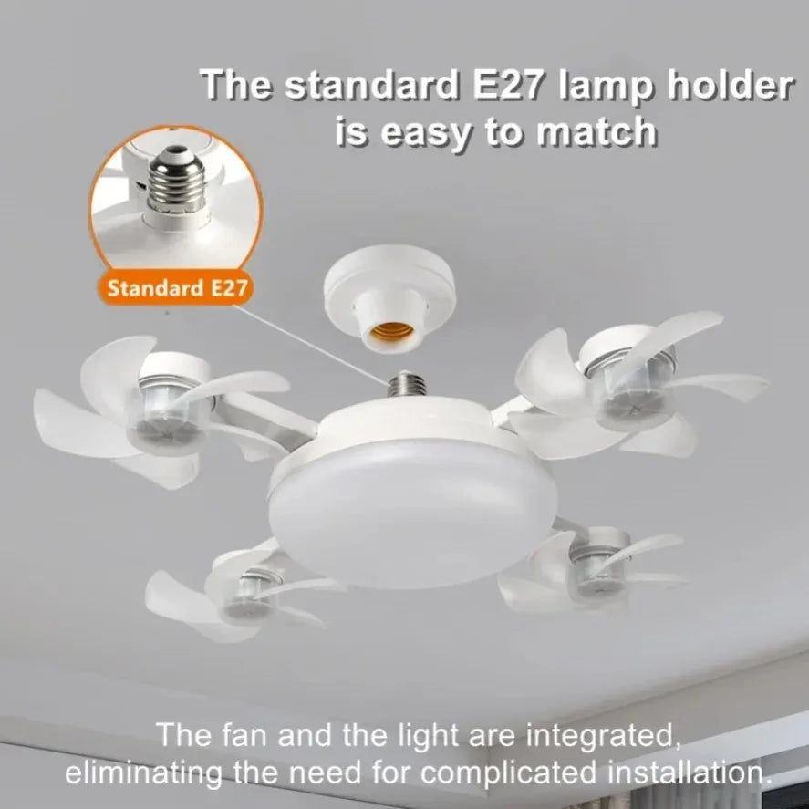 Ventilatore da soffitto 3 in 1 con teste girevoli e portalampada – dettaglio 3