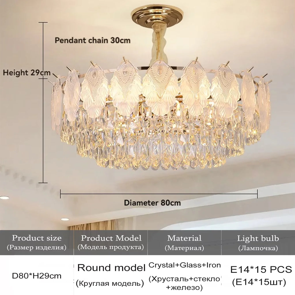 Lampadario di cristallo con copertura in vetro, D50-L80 cm – dettaglio 8