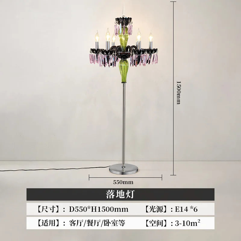 Lampadario in cristallo colorato a candela, 6 o 8 luci – dettaglio 10