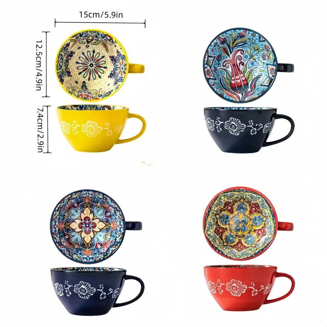 Tazza in ceramica per caffè e tè, quattro tinte profonde – dettaglio 9