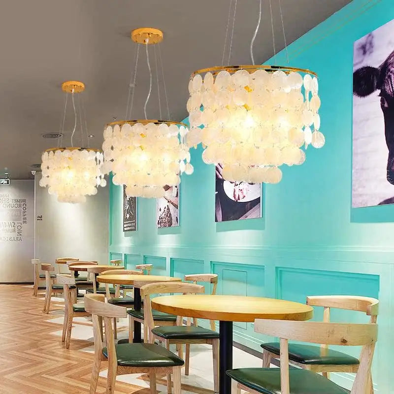 Lampadario a conchiglia color oro, 50, 60 o 80 cm – dettaglio 1