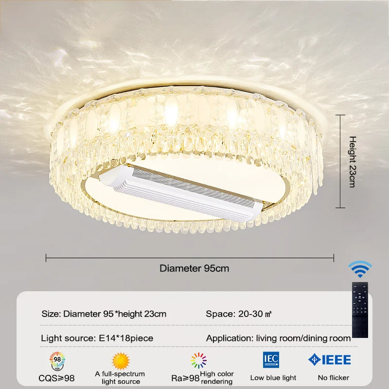 Ventilatore da soffitto in cristallo con luce LED dimmerabile – dettaglio 8
