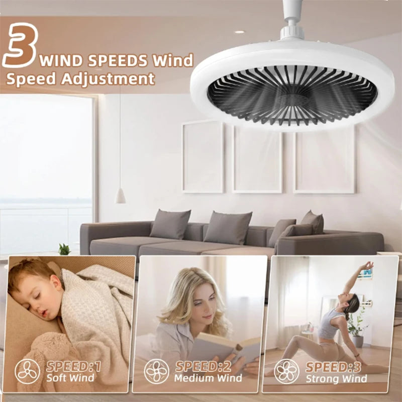 Ventilatore da Soffitto Moderno con Luce LED, Attacco E27, Telecomando, Decorazione per Interni, AC85-260V – foto 2