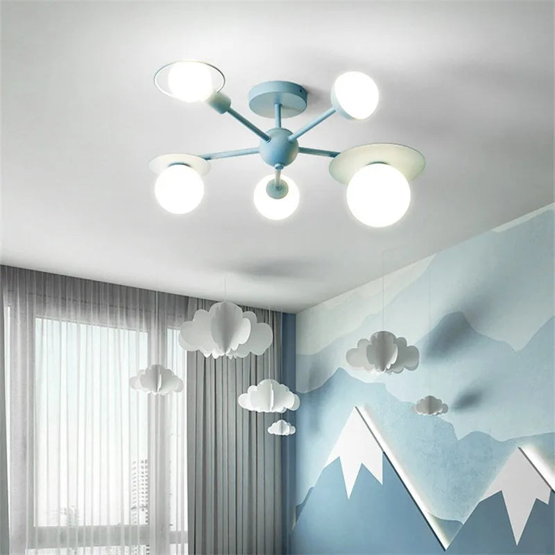 Lampadario per cameretta in vetro, rosa, blu o multicolore – dettaglio 2