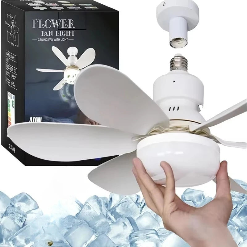 Ventilatore da soffitto con luce 30W E27 con funzione di regolazione LED tramite telecomando, adatto per