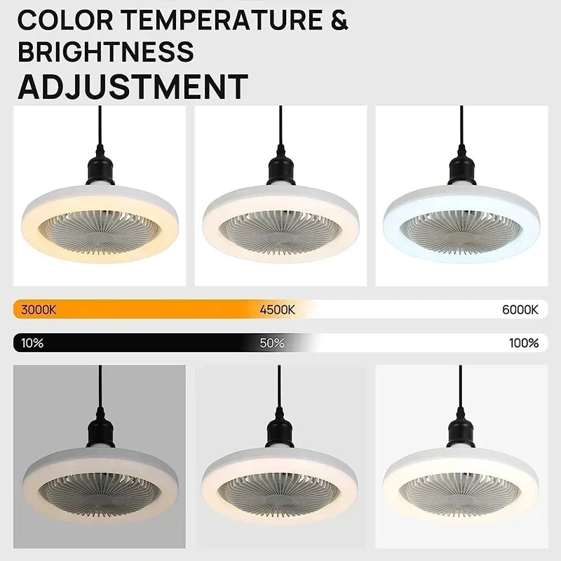 Ventilatore da soffitto intelligente 3 in 1 con telecomando, illuminazione e base di conversione E27 – foto 5