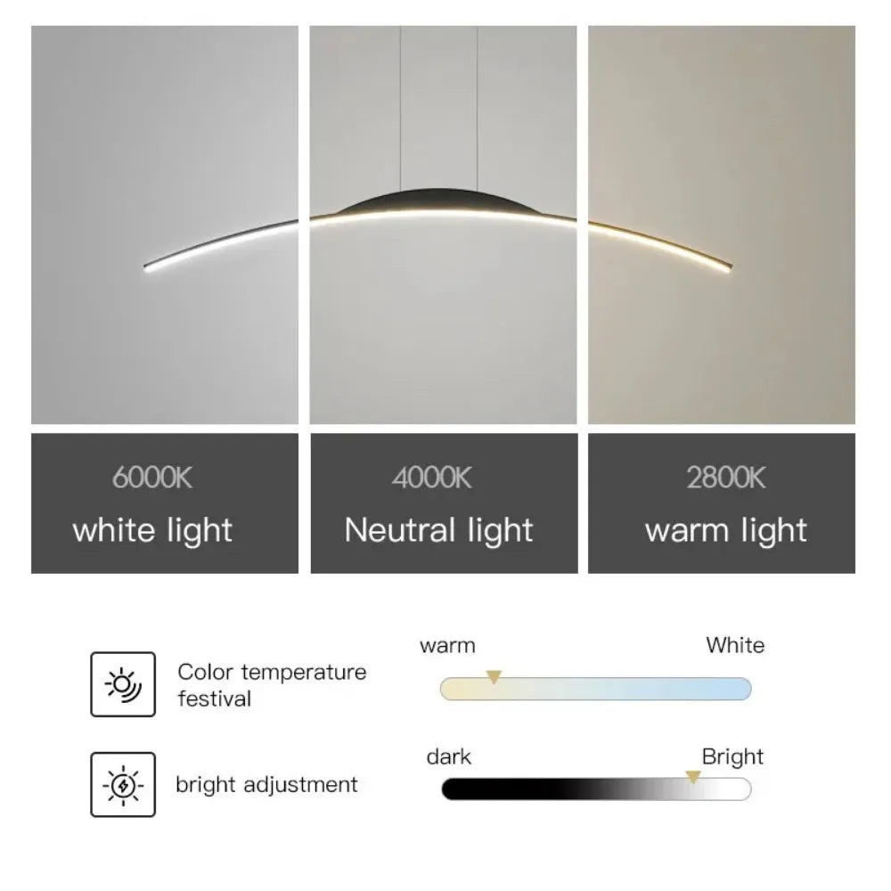 Lampada a sospensione lineare LED, 100 o 120 cm, nera o bianca – dettaglio 4