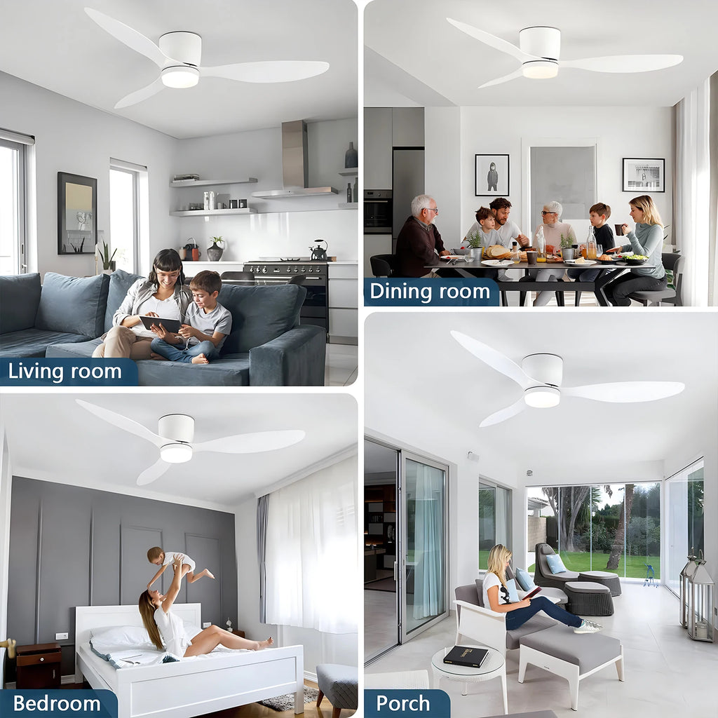 IRALAN Ventilatore da soffitto moderno con motore CC a luce LED Telecomando per grande volume d'aria per – foto 5