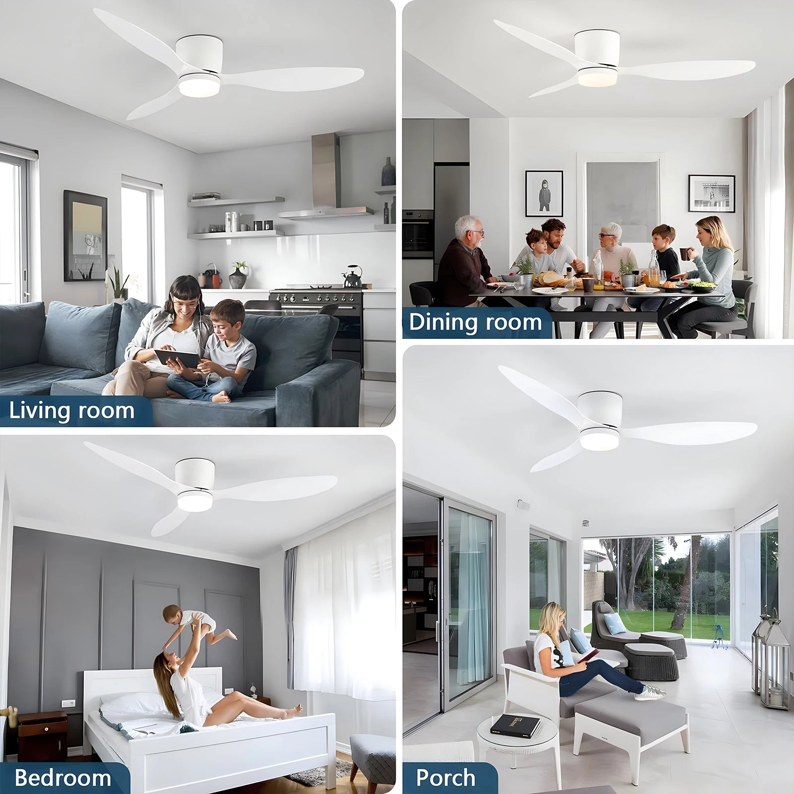 IRALAN Ventilatore da soffitto moderno con motore CC a luce LED Telecomando per grande volume d'aria per – foto 5