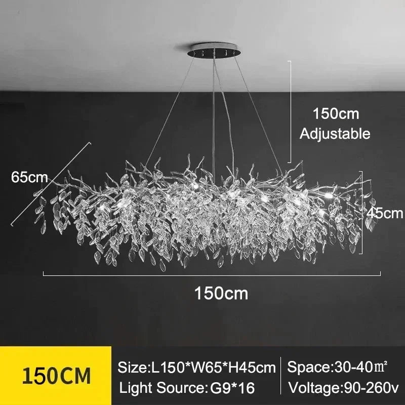 Lampadario moderno di lusso a soffitto in cristallo Lampada a sospensione a led Sala da pranzo Soggiorno – foto 9
