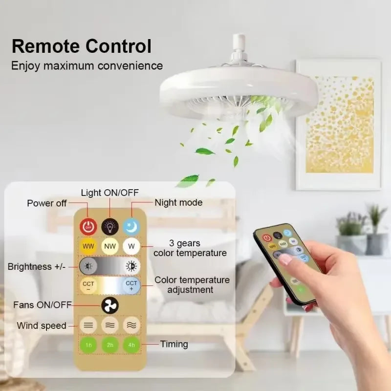 Ventilatore da soffitto LED con attacco E27 e telecomando – dettaglio 5