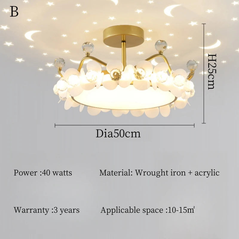 Lampadario a soffitto moderno a LED con corona di cristallo Luci per bambini Camera da letto per ragazze – foto 11
