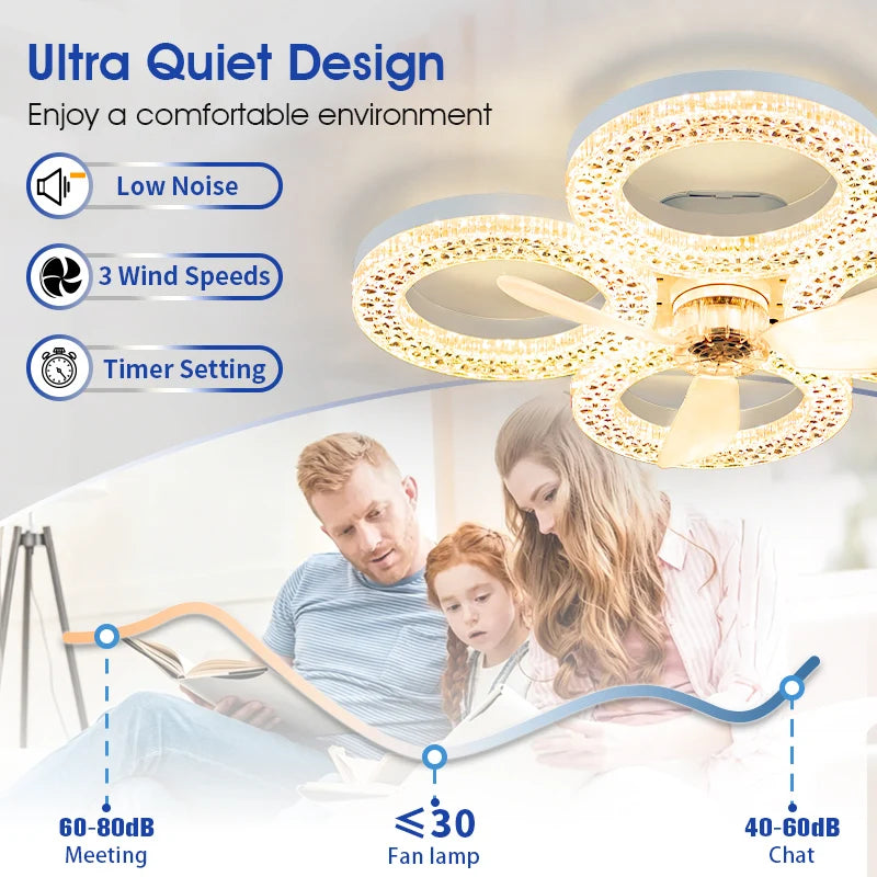 Ventilatore da Soffitto Moderno con Luce, Silenzioso, Telecomando, 3 CCT Dimmerabili, 3 Velocità, Lampada LED – foto 2