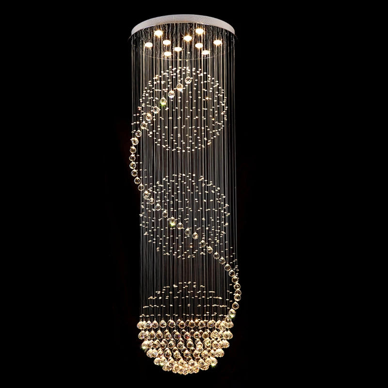 Lampadario in Cristallo Moderno Spettacolare a LED a Spirale con Gocce di Pioggia K9 per Soggiorno, Hotel – foto 5