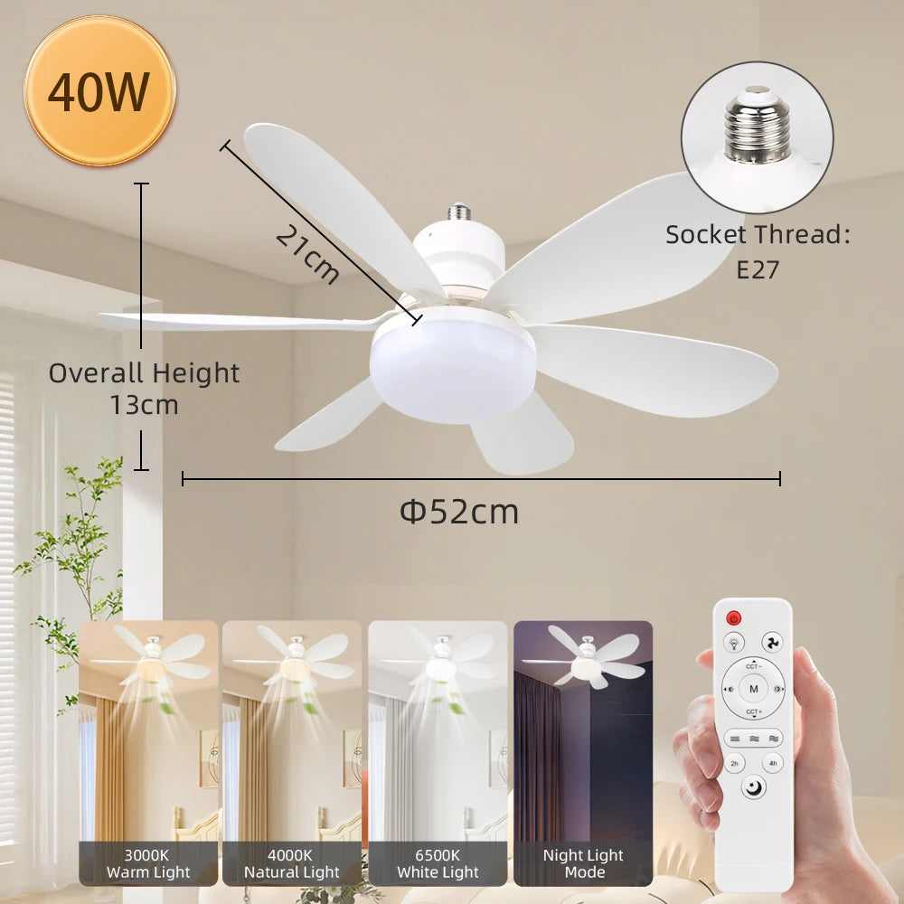 Lampada a LED CANMEIJIA con ventilatore da soffitto, dimmerabile, con 3 velocità di ventilazione e timer – foto 9