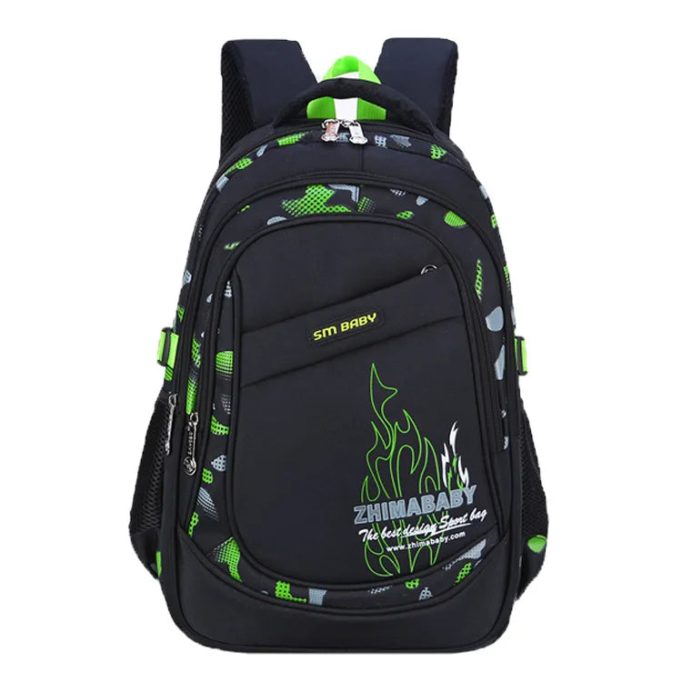 Zaino scolastico in nylon, misura grande o piccola, blu o verde – dettaglio 3