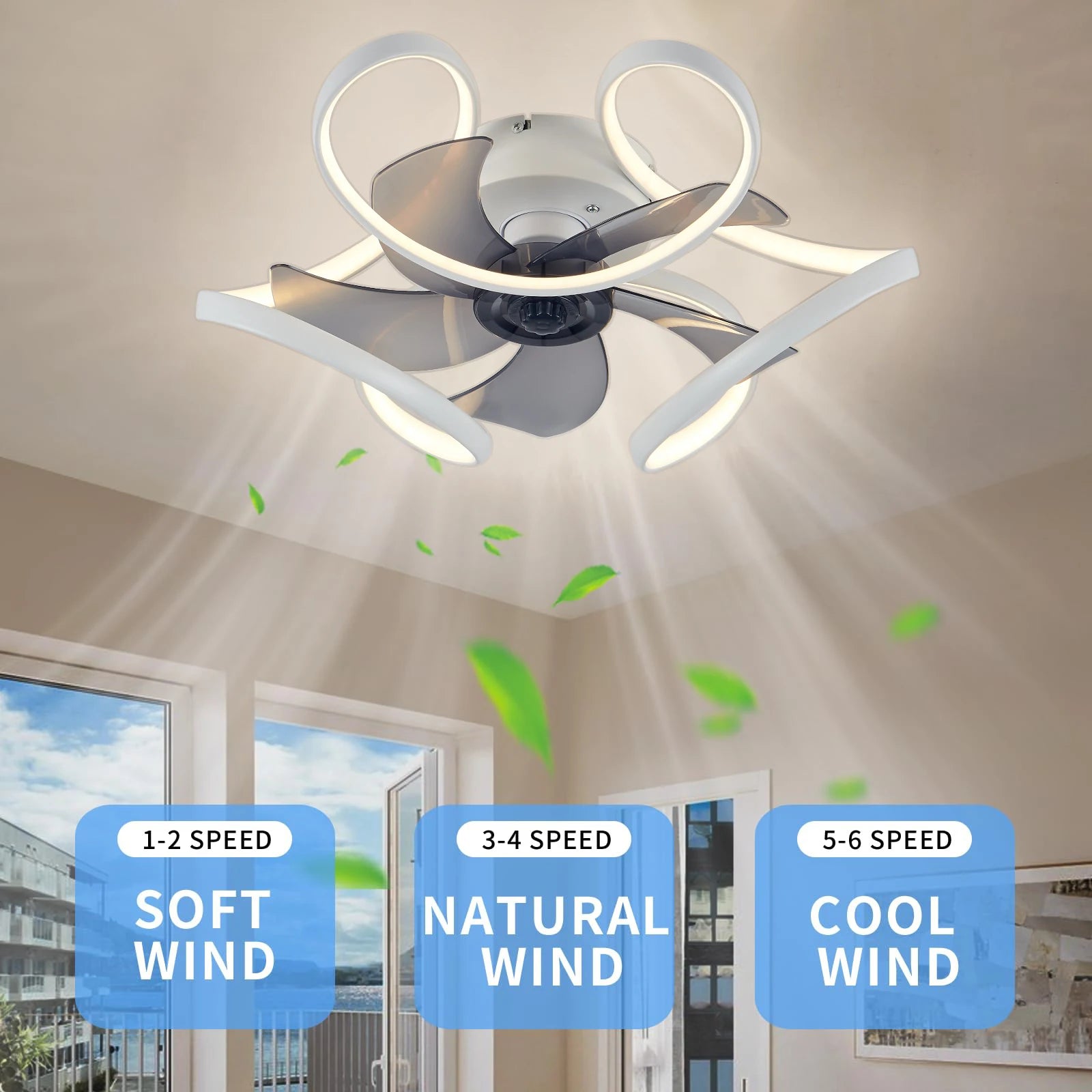Ventilatore da Soffitto con Luce e Telecomando APP