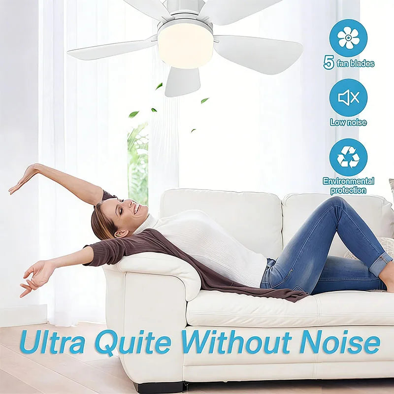 Ventilatore da Soffitto con Luce e Telecomando, 3 Velocità Regolabili, 3 Colori di Luce, Timer, Attacco E27 – foto 5