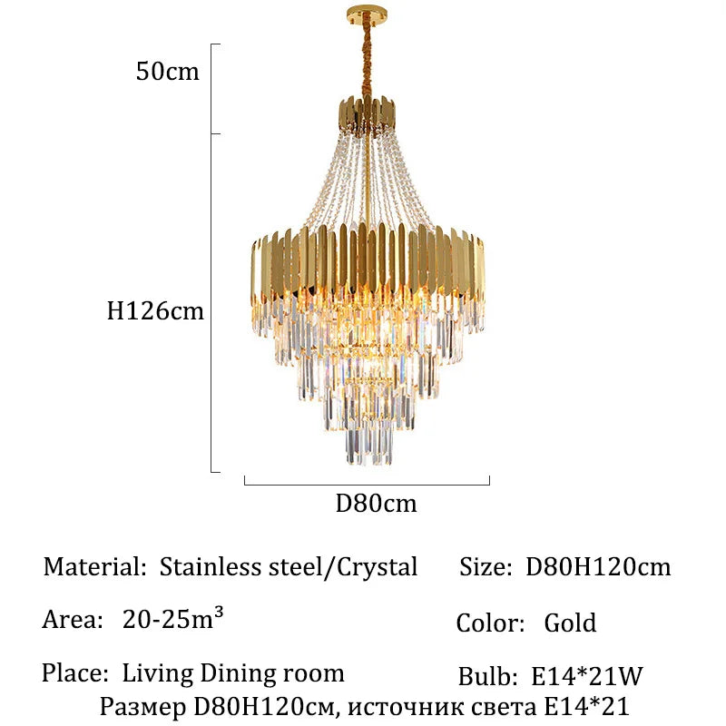 Lampadario di cristallo a colonna, D60 x H100 cm – dettaglio 8