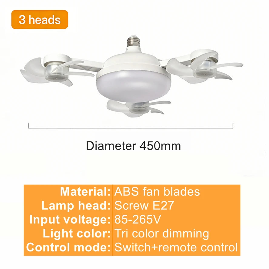 Ventilatore da soffitto orientabile a 3 o 4 teste con luce – dettaglio 6