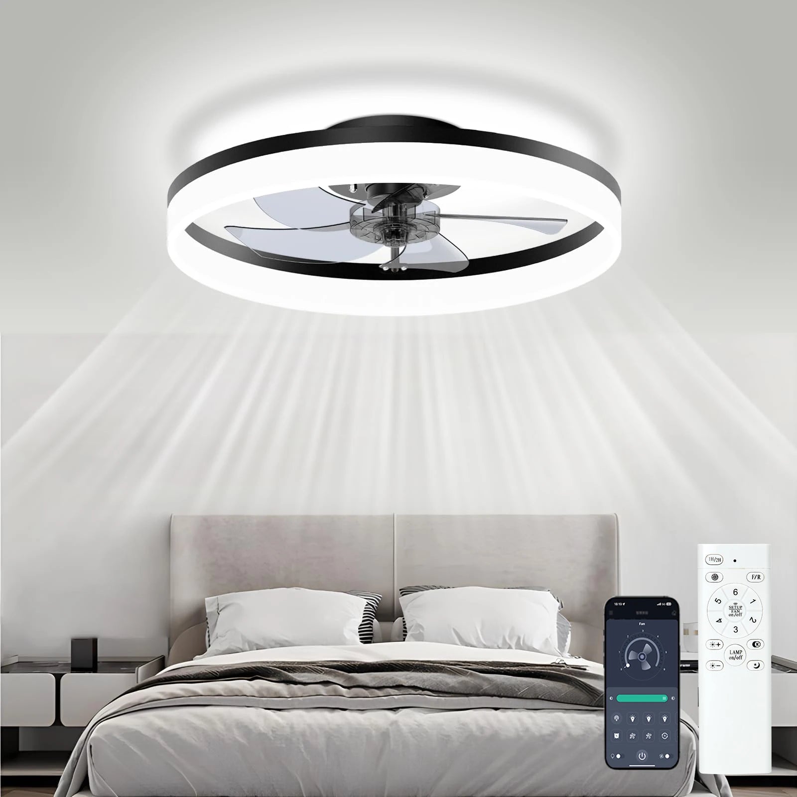 Ventilatore da soffitto con luce moderna dimmerabile telecomando ventilatori da soffitto soggiorno AC