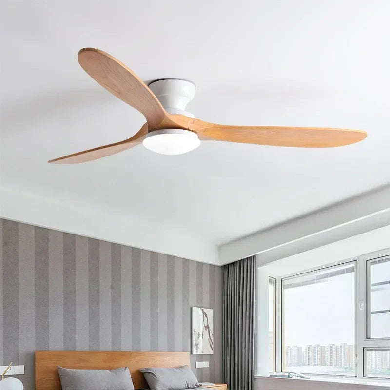 Ventilatore da Soffitto Moderno M 52 Pollici con Luce, in Legno Massello, Telecomando, Illuminazione LED per – foto 3
