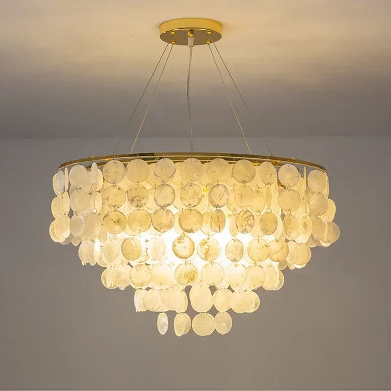 Lampadario a conchiglia color oro, 50, 60 o 80 cm