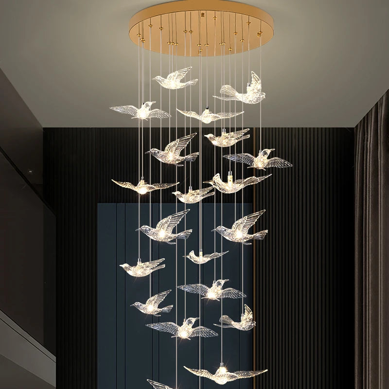 Lampadario a spirale in acrilico per scale, da 1 a 10 luci – dettaglio 2