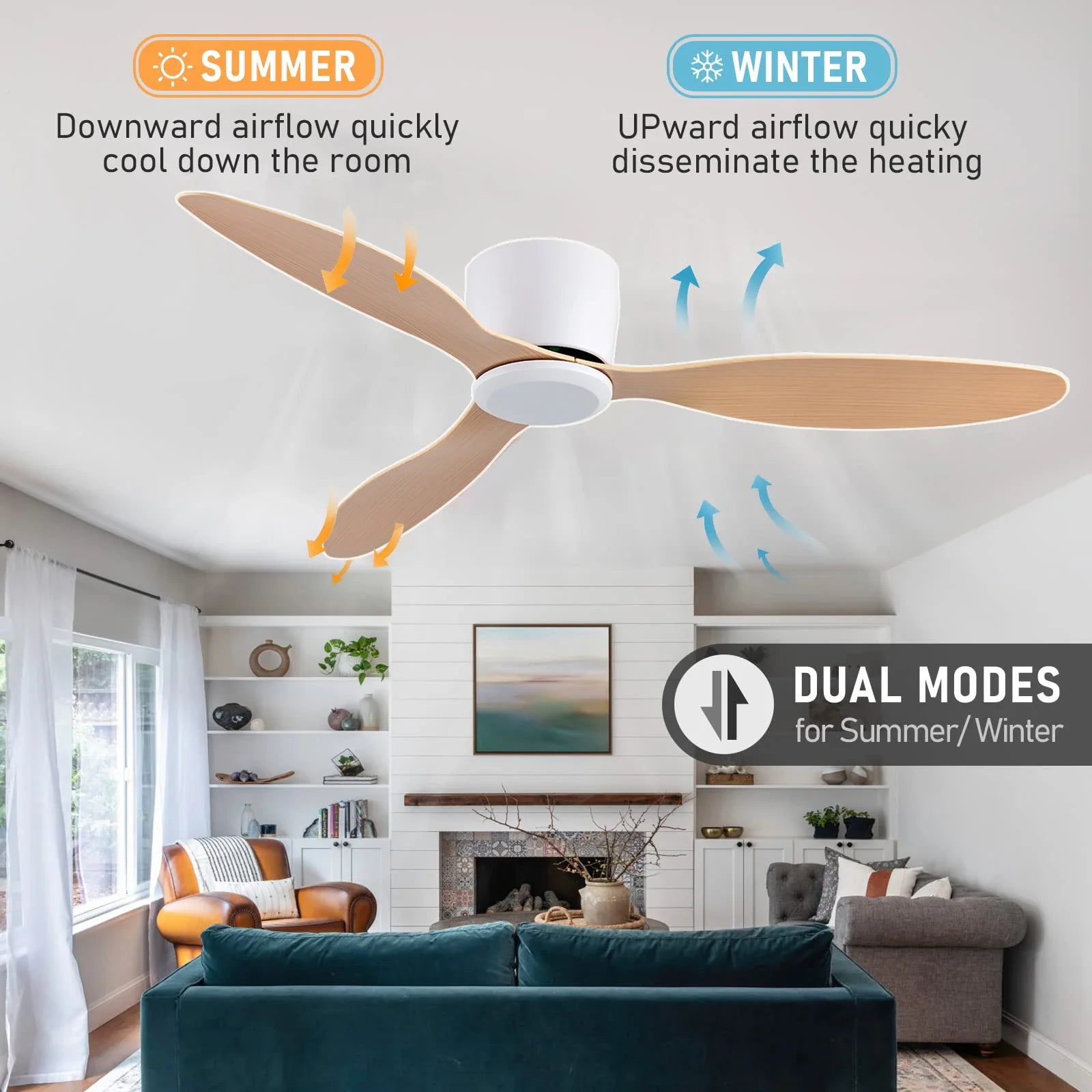 Ventilatore da soffitto motore DC da 42 o 52 pollici, senza luce – dettaglio 3