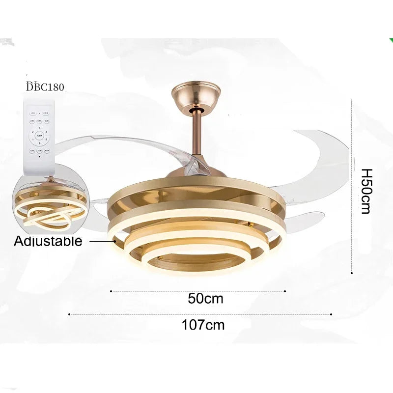 2025 Ventilatore da soffitto a LED minimalista nordico 42 pollici Pale retrattili Lampade da camera da letto – foto 8