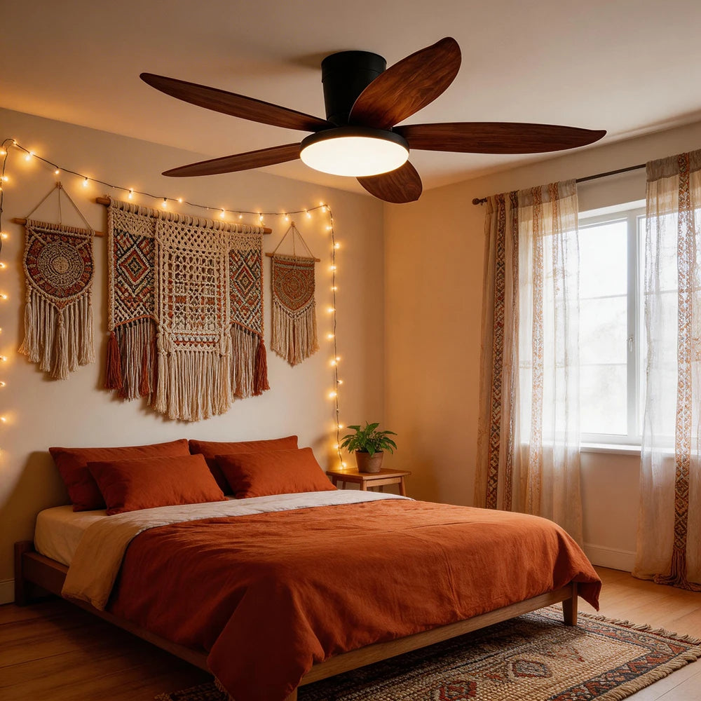 Ventilatore da soffitto con luce, 3 o 5 pale, da 65 a 110 cm – dettaglio 1