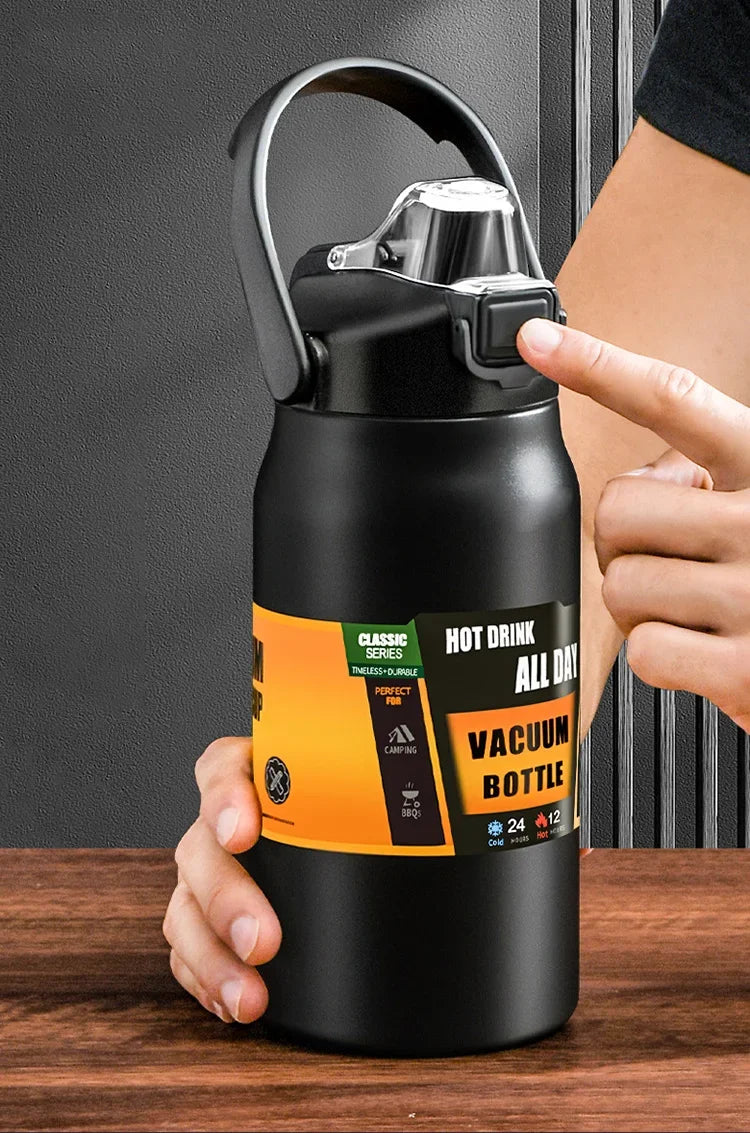 Borraccia termica acciaio inox 304 con cannuccia, 800-1500 ml