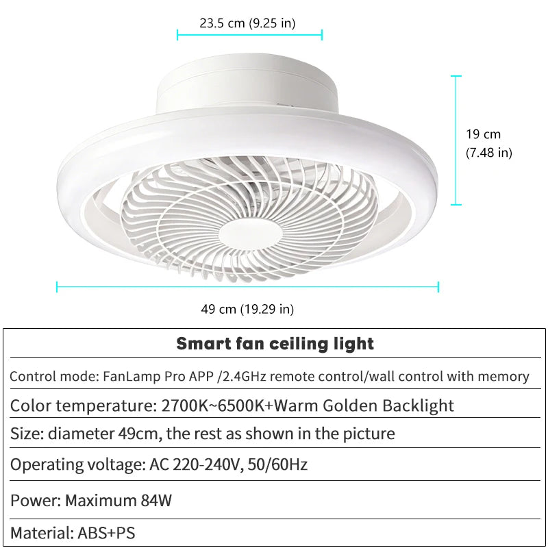 Ventilatore da soffitto moderno con luce 49CM 360 ° Ventilatore da soffitto silenzioso a 6 velocità con LED – foto 6