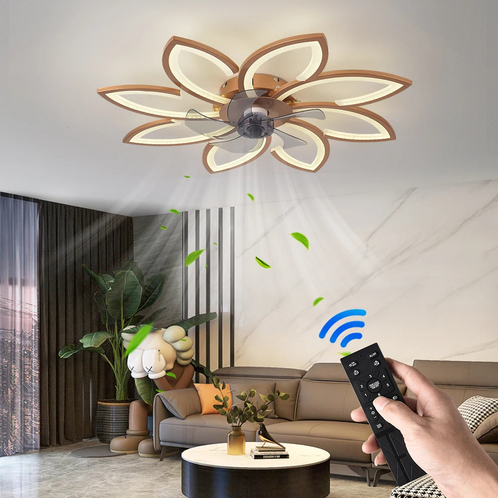 Ventilatore da soffitto con luce LED a petali e telecomando – dettaglio 5