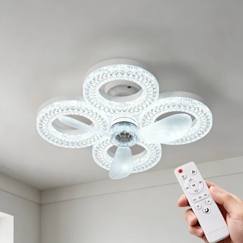 Ventilatore da Soffitto LED 48W con Telecomando, Base E27, Dimmerazione Continua, 3 Velocità e Funzione Timer – foto 7