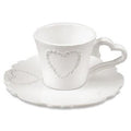 Tazzina da caffè in ceramica bianca con manico a cuore (kit da 10)