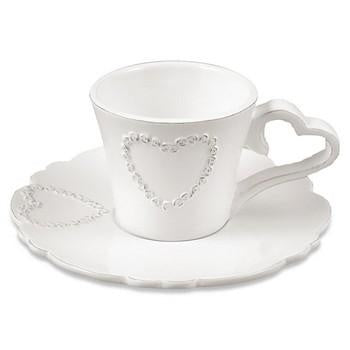 Tazzina da caffè in ceramica bianca con manico a cuore (kit da 10)