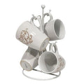 Set di 4 mug con espositore in ferro bianco (kit da 3)