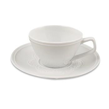 Tazzina da caffè in porcellana bianca decoro pizzo (kit da 10)