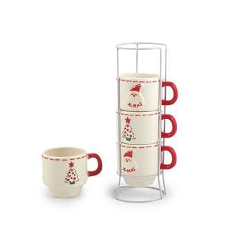 Espositore con 4 tazze natalizie (kit da 3)